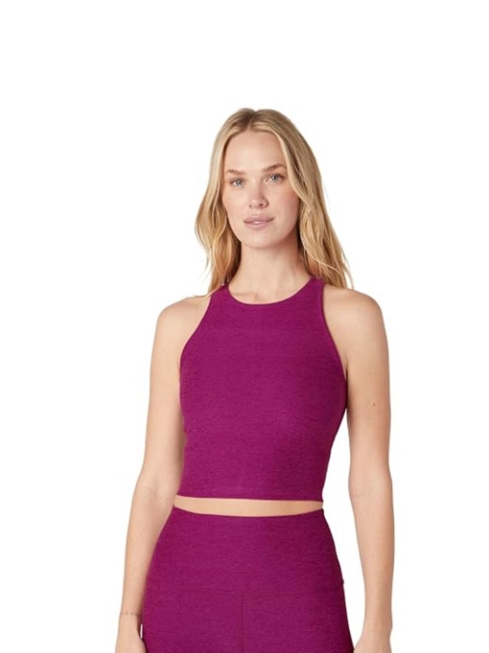 Beyond Yoga Women's Magenta Crop Tank Top - Stretch Performance